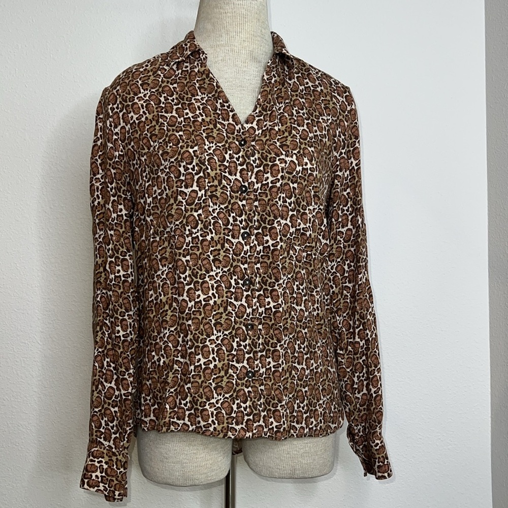 Betabrand Ruth Bader Ginsburg Photo Cheetah Print Blouse